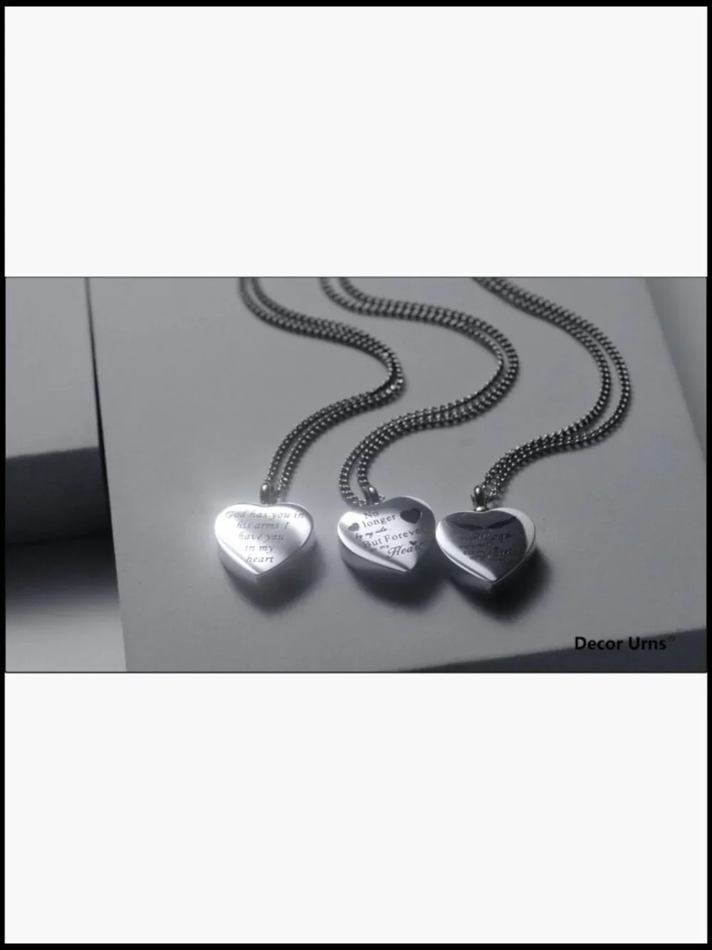 Heart Urn Necklace for Ashes Memorial Cremation Jewelry, Stainless Steel